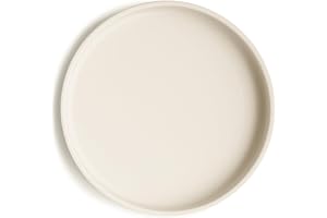Mushie Classic Silicone Non-Slip Suction Plate for Babies & Toddlers | Food Grade Silicone | Dishwasher & Microwave Safe (Ivory)
