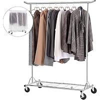 Portant Vêtements Tatkraft Falcon Acier Réglable 4 Roues - Penderie 105-176cm Largeur Jusqu'à 45 Cintres