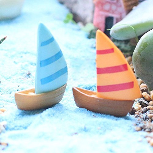 5Pcs DIY Miniatur-Segelboot-Boots-Art-Garten-Fee-Landschaft Ornament-Fertigkeit-Dekoration - zufällige Farbe