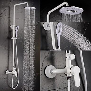 Bang Contemporary White Painting Finish Brass Three Holes Single Handle Shower Faucet