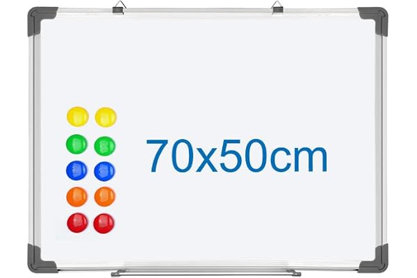 S SIENOC Tableaux blancs Tableau Blanc Grandes cartes d'avis de chiffon sec pour le bureau de l'école avec 12 Magnetes 70x50cm