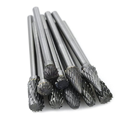 Cozyswan Raspel 10Stk Hartmetall Frässtifte Set Bohrmaschine Schaftfräser Diamantschleifer Rotary Datei Bit Wolfram Stahl - 3
