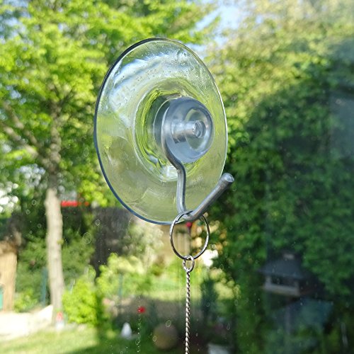 Set Saughaken transparent 2 Stück mit Metallstülphaken zum aufhängen von Mobile am Fenster Saugnapf Haken