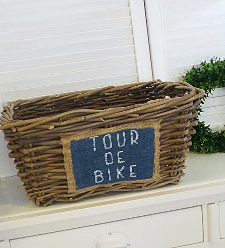 Preisvergleich Produktbild Fahrradkorb Picknickkorb "Tour de Bike" Weidenkorb mit Griffen Shabby