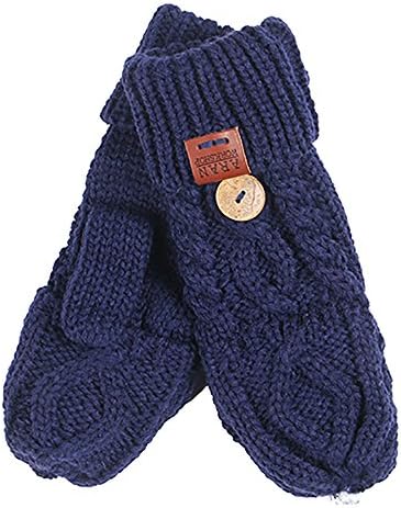 Aran Workshop Navy Blue Foldover Cable Knit Fingerless Mitts