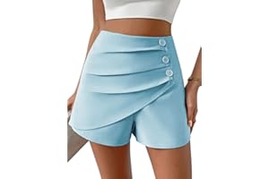 ORANDESIGNE Short Femme Ete Taille Haute Chic Et Elegant Soirée Cérémonie Tailleur Pantalon Courte Fluide Droit Habillé Travail Décontractée au Bureau Short Hot Pants