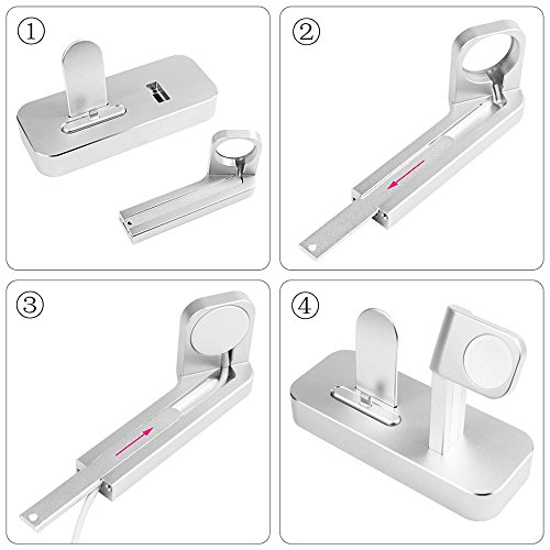 NIUTOP Apple Watch Stand, 2 in 1 Premium Aluminium Charging Dock Station Stand Halter für Apple iWatch & iPhone (iPhone 5/5 s/6/6 Plus, iWatch BASIC/SPORT/EDITION Modell) (A-Gold) - 5