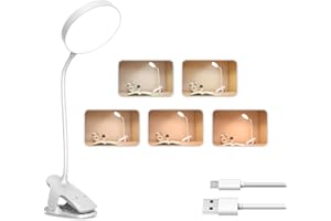 dowowdo Leselampe Bett, 36 LEDs Touch-Dimmen Klemmlampe, 5 Farbe und 5 Helligkeit Augenschutz Bettlampe,360°Flexibel Schwanenhals LED Klemmleuchte USB Wiederaufladbar, Leselampe Kinder