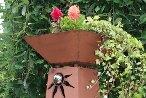Rost Säule + Schale konisch RS95 + S11 „IHR EIGENER NAME“ / kostenloser Versand Garten Rostsäulen Blumensäule Deko Rostsäule - 6