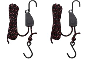JSCARLIFE Secure Canoe and Kayak Bow and Stern Tie Down Straps Cargo on Car Top Roof Rack Adjustable Lashing Rope Ratchet Fixture Pulley Hanger (2 PCS)