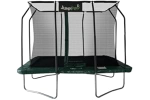 JUMPPRO Jump PRO Xcite Rectangular Trampoline in 3 sizes. Galvanised Steel for Rust Resistance. Green Padding. Strong Sturdy High Specification with Inner Enclosure Netting for Added Safety.