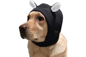 YAMEE Dog Winter Hats - Large Dog Ear Muffs, Knitted Hat for Outdoor Walking, Noise Protection (Large, Black)
