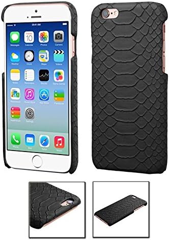 iPhone 6s / 6 (4.7 Inch) Snake Snakeskin Pattern PC Shell with Soft Pu leather Back Snap on [Snakeskin Patten] All Around Protection [Slim Fit ] Bumper Case for Apple iPhone 6 (4.7”) (Black)
