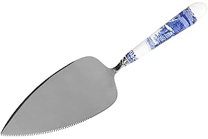 Portmeirion Home & Gifts Spode BLI1104-X Pelle à gâteau en porcelaine avec poignée en porcelaine et acier inoxydable Bleu/blanc 25 cm