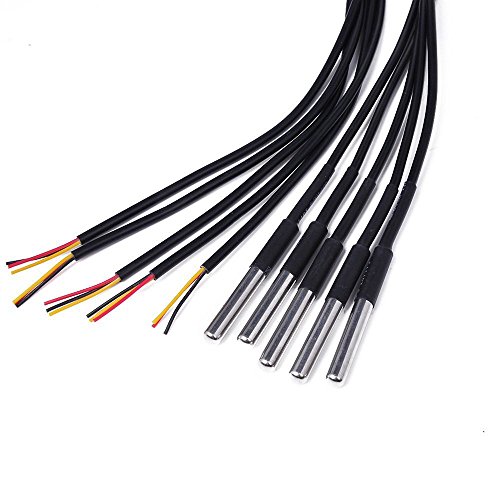 Bermud 5x 1M DS18b20 Wasserdicht Digital Temperaturfühler Temperatur Sensor Schwarz - 3