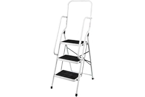 Home Vida 3 Step Ladder with Safety Handrail Foldable Safety Non Slip Matt Safe Heavy Duty