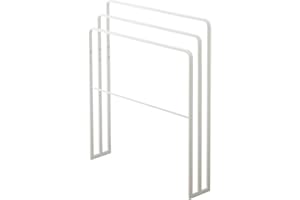 Yamazaki 4979 Tower stojak na ręczniki kąpielowe z trzema drążkami, biały, stal, minimalistyczny, 70 x 14 x 81 cm