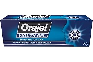 Orajel Mouth Gel, Denture and Ulcer Relief, Fast Acting Oral Care Treatment, Benzocaine 10%, 5.3g