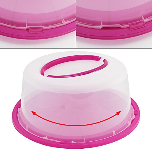 COM-FOUR® Tortenbehälter in pink, sehr stabiler Tortenbuttler mit praktischen Tragegriffen und sicherem Einrastsystem - 6