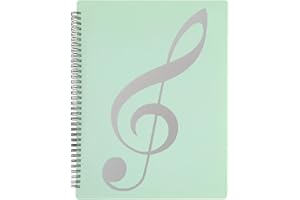 MUROAD A4 Sheet Music Folder, Sheet Music Holder Allow Annotations, Eliminate Glare, 60 Pages Spiral Sheet Music Binder Organizer, Sheet Music Storage,Green