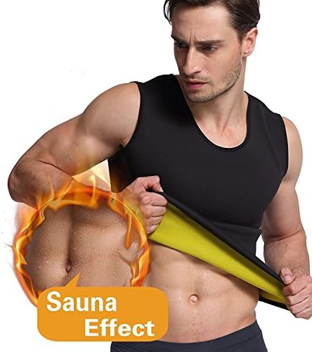 Men's Body Shaper Hot Sweat Workout Tank Top Slimming Neoprene Vest for Weight Loss Tummy Fat Burner (XXL)