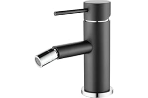 Maynosi Miscelatore Monocomando per Bidet, Bidè per Lavabo, Rubinetto Bidet con Tubo, Beccuccio Regolabile, Design Semplice e Dimensioni Compatte, Acciai Inossidabili, Nero Opaco（Senza piletta）