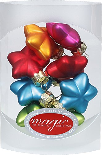 Magic 8 Sterne 4cm Glas Weihnachtsschmuck Weihnachtsdeko Christbaumkugeln Weihnachtskugeln Christbaumschmuck Deko Kugeln, Farbe: Mille-Fiori (bunt)