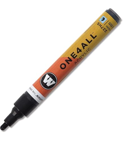 Molotow One4All 127HS Acrylic Marker (2.0 Mm Line Width, High Coverage And Permanent, UV-Resistant, For Almost All Surfaces) Pack Of 6 Colour 180 Signal Black