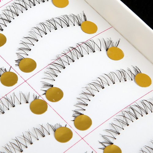 10 Pairs Makeup Natural Lower Bottom Black False Eyelashes Clear Band 047