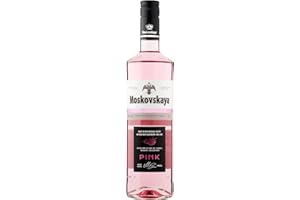 Moskovskaya Pink Vodka 70cl, 38% ABV, Raspberry & Lime Flavoured, Classic Spirit Distilled From Natural Ingredients, Enjoyed in Mixers, Tonics & Cocktails, Made in Riga Latvia