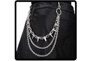 Jascatin catena per pantaloni hip hop punk a strati argento jeans portafoglio tasca unisex hip hop pantaloni gioielli per il corpo regali, Misura unica