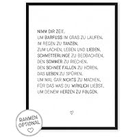 Nimm dir Zeit - einzigartiger Kunstdruck mit Spruch auf wunderbarem Hahnemühle Papier DIN A4 (optional A3 und A2) -ohne Rahmen- schwarz-weißes Wand-Bild Poster Fine-Art-Print zur Dekoration im Büro und Zuhause oder als Geschenk-Idee zum Geburtstag Hochzeit Umzug Einzug für Freundin Freunde Mutter Familie... Home Deko - Lebensweisheit Regeln für Zufriedenheit & Glück
