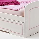 Tandembett Funktionsbett Kojenbett Sofabett STELLA, weiß rosa, Kiefer, 90×200 - 3