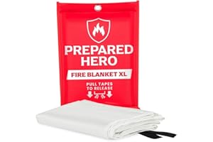 PREPARED HERO Hero Extra Large Emergency Fire Suppression Blanket - 1 Pack, XL Fiberglass Fire Blanket, 47” x 71”
