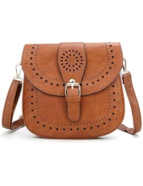 DCCN Damen PU Leder Schultertasche Kleine Umhängetasche Retro