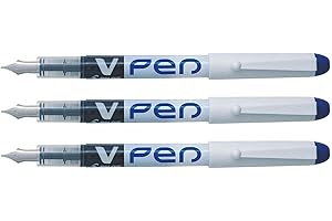 PILOT Lot de 3 Stylos plume Jetable V-Pen Effacable Bleu