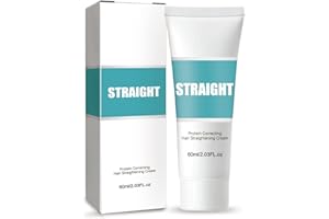 Crème Lissante Protéinée, Crème de Lissage Cheveux Naturels, Hair Straightening Cream, Crème Lissante Nourrissante Lissante Rapide, Crème Correctrice Anti-frisottis Baume Lissant Protéiné, 60ml