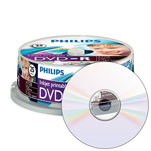 Philips DVD-R Rohlinge (4.7 GB Data/ 120 Minuten Video, 16x High Speed Aufnahme, 25er Spindel, inkjet printable) - 2