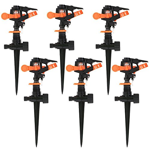 Yahee 6er Set Impulsregner Rasensprenger Impuls-Rasensprenger 32 cm mit Erdspieß - 3