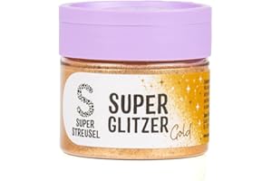 ‎SUPER STREUSEL Super Streusel Super Glitzer Puder Gold | Essbarer Glitzer für Getränke, Kuchen, Torten Glitzer essbar | Goldpuder Essbar Goldpulver Essbar Glitzerpuder Essbar Gold Glitzer essbar Gold Puder essbar