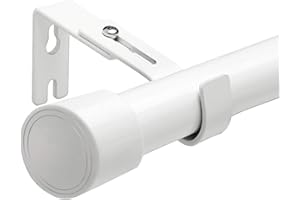 AIITOMG barra cortina extensible barra cortinas para cortinas para salón dormitorio cocina 72-220 cm (blanco Φ25 mm)