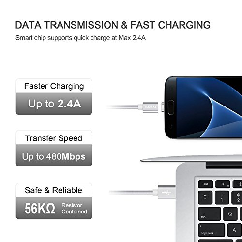 C  ble Micro USB de Chargeur Magn  tique  ZKAPOR  Lot de 2  1M  Magentic Charge et Synchro Donn  es en Nylon Tress   C  ble de Chargement Aimant   Micro USB pour Android Samsung Galaxy S7  S6  Xiaomi Redmi 5  5Plus  Honor 6X  Huawei  LG  Nexus  Kindle  Echo Dot  Argent 