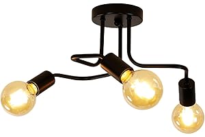 DAXGD Lustre Industriel Vintage, Plafonnier Rétro E27, Luminaire Plafonnier en Métal à 3 Lumières pour salle à Manger, Salon, Chambre à coucher