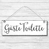 Gäste Toilette - WC Dekoschild Türschild Wandschild aus Holz 10x30cm - Holzdeko Holzbild Deko Schild