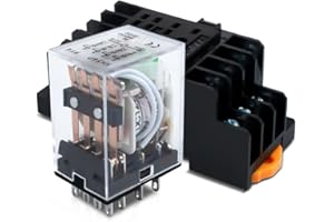 Innfeeltech 1 Pcs DC 12V relé electromagnético de potencia con, 14 Pin 5A relé de bobina con base de calcetín HH54P