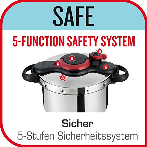 Tefal Clipso minut Easy – Schnellkochtopf, 6 l, Edelstahl, mehrfarbig - 4