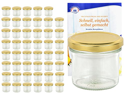 48er Set Sturzgläser 125 ml mit goldenem Deckel To 66 inkl. Diamant Gelierzauber Rezeptheft Marmeladengläser Einmachgläser Einweckgläser
