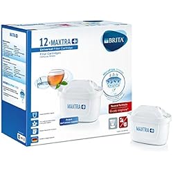 Brita Maxtra 1025126 Lot de 12 filtres plus pour carafe filtrante, plastique, blanc, 5.7 x 10 x 7.8 cm