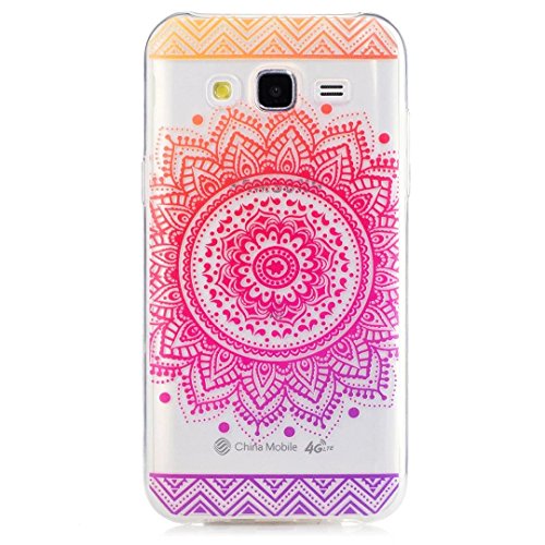 Samsung Galaxy J5 2015  Funda KSHOP Funda Case Cover TPU Silicona Gel Goma flexible Suave Carcasa Caso Transparente delgado Con impresi  n Patr  n Anti-golpe Resistente a los Aranazos - Indian flor sagrada mandala Rose