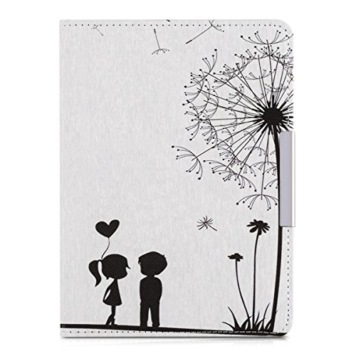 kwmobile Hülle für Tolino Vision 1 / 2 / 3 / 4 HD – Flipcover Case eReader Schutzhülle – Bookstyle Klapphülle Pusteblume Love Design Schwarz Weiß - 6